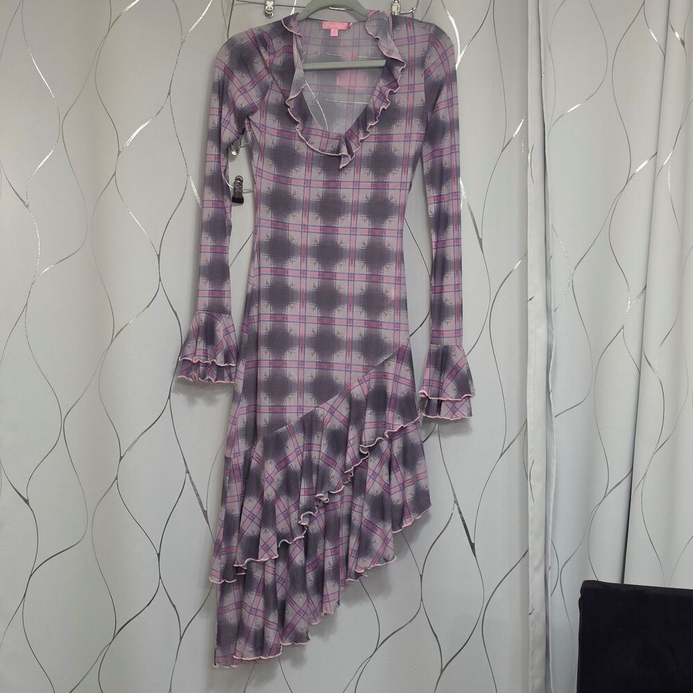 Dolls Kill Sugar Thrillz Plaid Mesh Dress